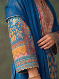 Women'S Blue Floral Printed Straight Kurta Set With Tonal Dupatta