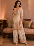 Ethnic Printed Kurta Set With Matching Palazzo And Dupatta