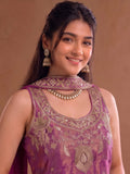 Embroidered Shimmer Short Kurta With Palazzo And Dupatta