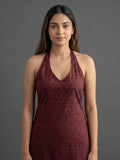 KALINI Women Maroon Woven Zari Embroidered Straight Kurta With Bottom And Dupatta