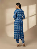 Cobalt Blue Kurta Set in tie dye flowers
