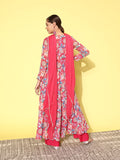 Varanga Women Pink Floral Printed Georgette Anarkali Kurta