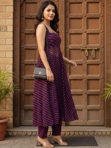 The Royal Plum Bandhani Women'S Kurta Set