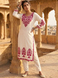 Rose Bloom Embroidery Women's Kurta Set