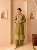 Chanderi Printed Kurta With Trouser And Dupatta