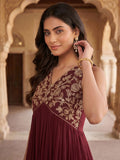 Women's Aliya Cut Kurta Set With Floral Zari Embroidery