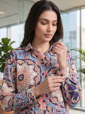 Multi Coloured Slim Collar Long Sleeves Geometric Shirt