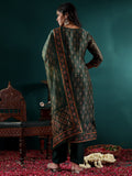 varanga-green-printed-round-neck-with-slit-three-quarter-sleeves-straight-kurta-paired-with-contrast-bottom-and-dupatta