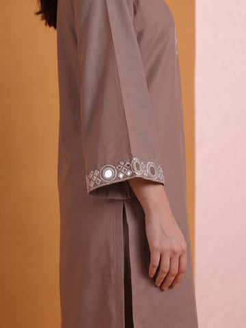 Mirror Embroidered Thread Work Straight Kurta