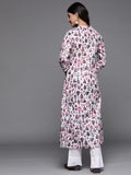 Varanga Off White And Pink Women Printed Mandarin Collar Gotta Patti Kurta
