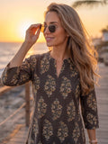 Women's Ethnic Block-Print Short Top
