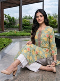 Varanga Women Sea Green Floral Printed Mirror And Thread Embroidered Straight Kurta With Thtree Quarter Sleeves