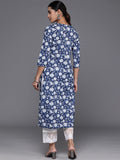 KSUT Blue Women Floral Printed Straight Kurta