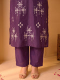 Purple Embroidered Kurta Set With Dupatta