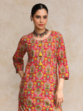 Varanga Women Pink And Yellow Floral Printed Straight Kurta
