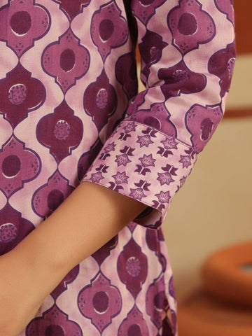 Varanga Ethnic lavender & White Suit Set