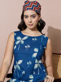Indigo Floral Stunning Heart-Shaped Back Cut-Out Dress
