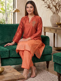 Varanga Women Mandarin Collar Placement Embroidered Kurta Paired With  Tonal Bottom