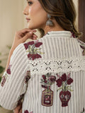 Womens Traditional Stripe & Scallop Kurta Set