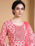 Varanga Women Ethnic Coral Kurta Set With Dupatta