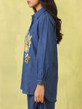 Soft Denim Co-Ord Set With Elegant Floral Embroidery
