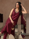 Maroon Cocktail Kurta Set With Mirror Embellishment