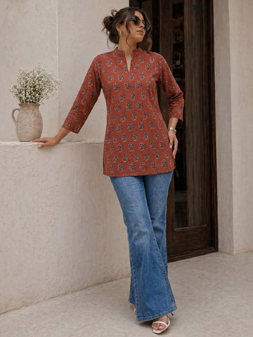 Rust Ajrakh Women's Kurta