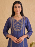 Embroidered Kurta Set Paired With A Shimmering Organza Dupatta.