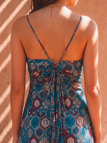 Desert Bloom Teal Strappy Dress