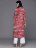 KSUT Women Maroon & White Printed Straight Kurta