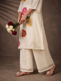 Embroidered A-Line Kurta With Multicolor Floral Motifs.
