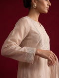 Embroidered Chanderi Kurta Set With Palazzo And Matching Dupatta