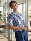 White Coloured Short Sleeves Shirt Collar Top