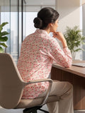 Red Coloured Slim Collar Long Sleeves Floral Shirt