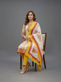 Ethnic Multicolor Ikat Printed Kurta Set With Dupatta & Solid Trouser