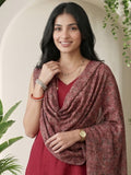 The Linear Crimson kurta Set With Dupatta