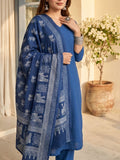 Aadvika Women V Neck Straight Kurta With Pants & Dupatta