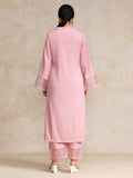 Varanga Women Pink Straight Kurta Paired With Tonal Bottom