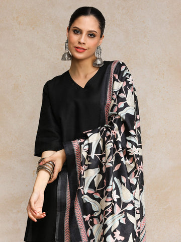 Varanga Women V Neck Kurta with Trouser and Printed Dupatta