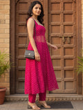 The Rani Pink Bandhaniwomen's Kurta Set