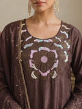 Brown Shimmer Kurta Set With Pants And Dupatta