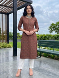 Varanga Women Maroon And Blue Bandez Printed Straight Kurta
