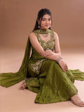 Round Neck Embroidered Kurta Set Featuring Zari And Sequin Work With Flared Palazzo And Embellished Dupatta