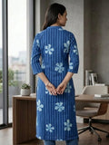 Classic Fit Kurta In Indigo
