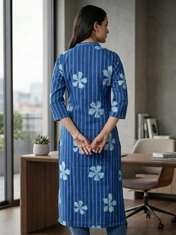 Classic Fit Kurta In Indigo