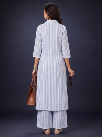 Varanga Women Striped Pure Cotton Kurta with Palazzos