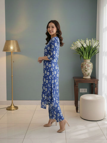 The Purple Petal Cotton Suit Set