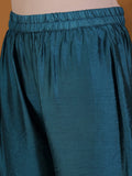 Varanga Women Patola Printed, Teal & Beige Mandrin Collar ,Straight Kurta With Solid Bottom And Printed Dupatta