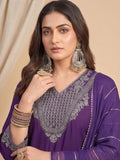 Kurta Set With Intricate Zari Embroidery, Paired With Solid Ankle-Length Trousers And An Embroidered Dupatta