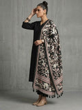 Varanga Women Solid Black V Neck Straight Kurta Set With Printed Dupatta